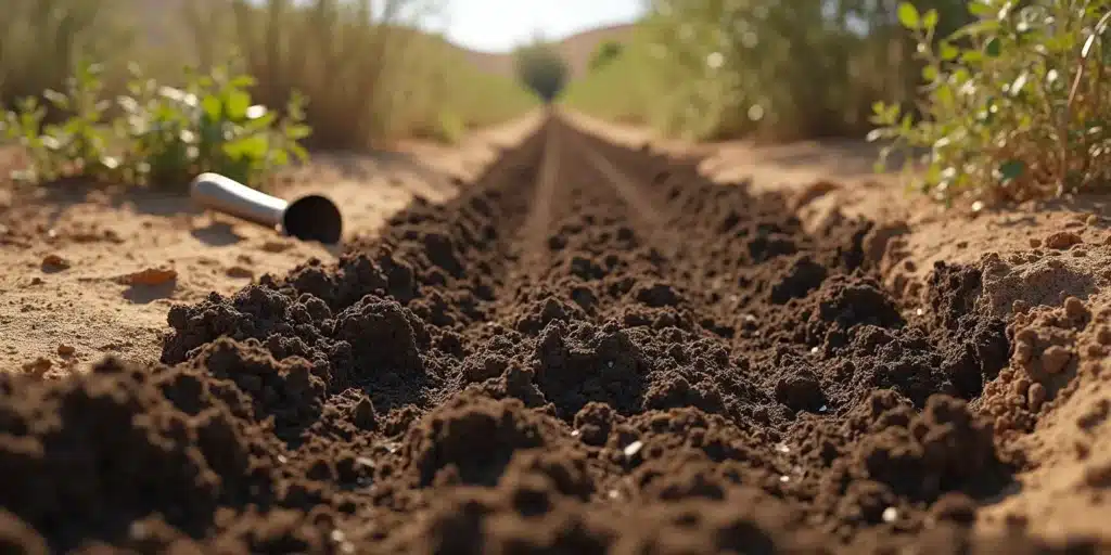 Freshly tilled soil in a garden bed ready for planting Steve's Alien OG cannabis plants.
