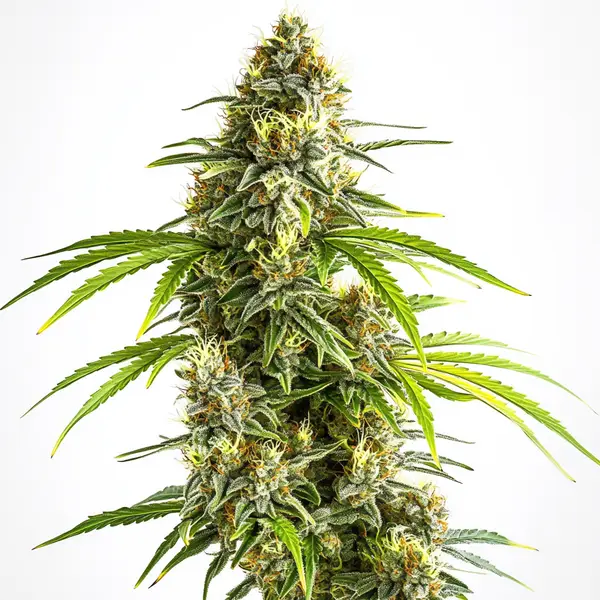 Tall lime green cannabis bud with resinous coating, showcasing the Sativa Dream strain.