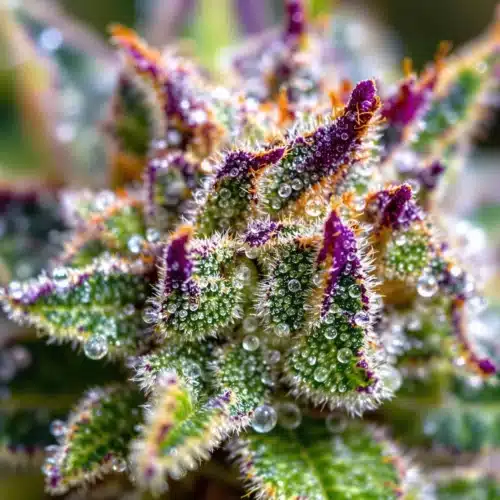 Close-up of cannabis buds with visible crystals, representing THCA and THCP.