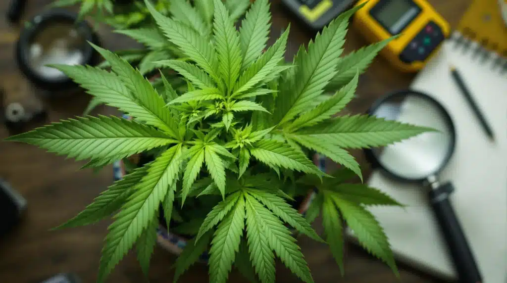 Cannabis autoflower plant with healthy leaves.