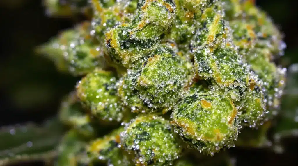 Resinous cannabis buds enhanced by the best bloom booster for weed.