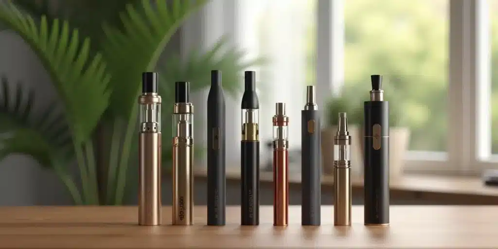 Dry herb vaporizer on a wooden table