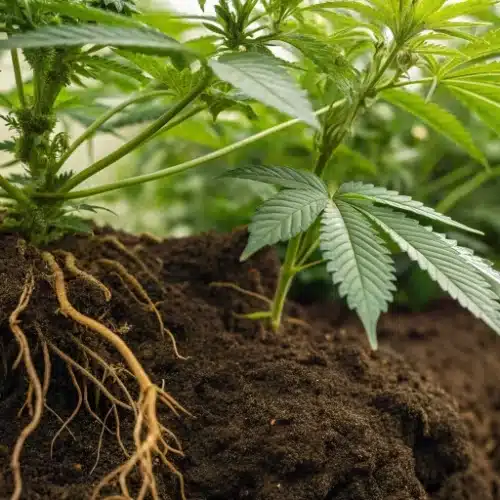 Close-up of healthy roots enhanced by plant rooter, showing vibrant and robust growth.