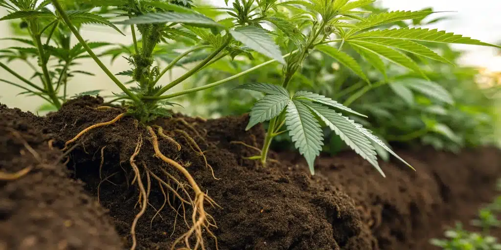 Close-up of healthy roots enhanced by plant rooter, showing vibrant and robust growth.